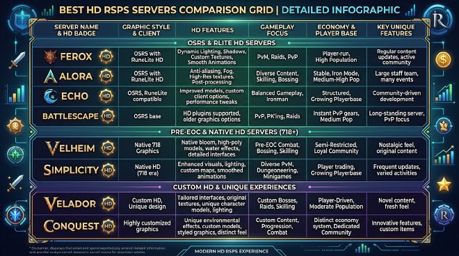 Best HD RSPS servers – OSRS RLite HD, Pre-EOC native 718, and custom servers with HD support