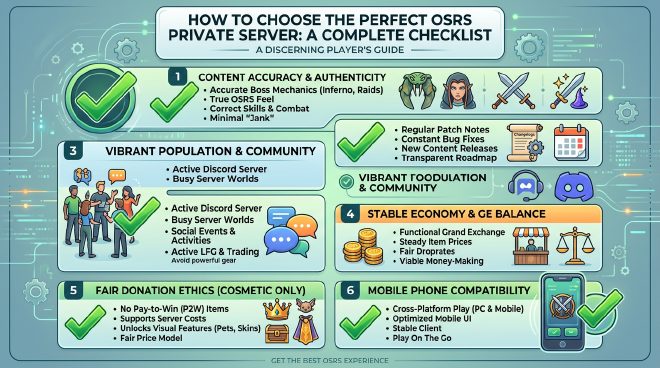 What to look for in an OSRS private server – accuracy, updates, population, economy, donations, mobile