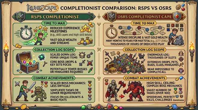 Comparison of RSPS and OSRS completionist features side by side