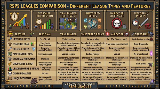 League types comparison – Trailblazer, Shattered Relics, Raging Echoes, and custom formats