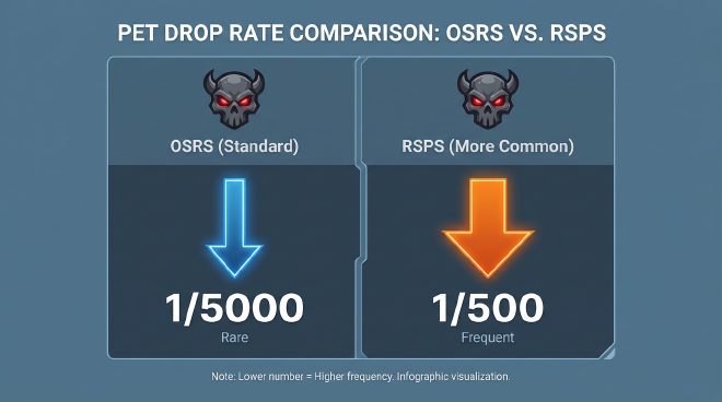 RSPS vs OSRS pet drop rates – typical boosted rates on private servers vs official