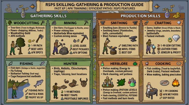 Skilling in RSPS – gathering and production skill training